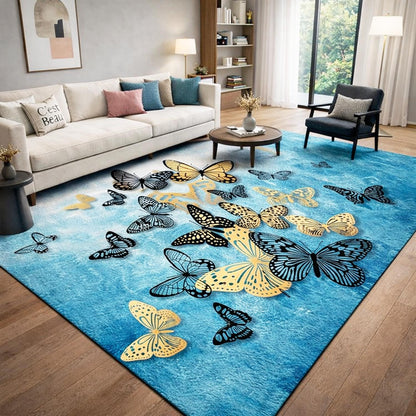 Tapis de Salon Papillon Noir Imperméable