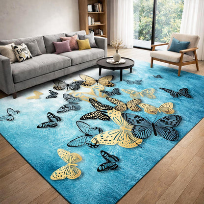 Tapis de Salon Papillon Noir Imperméable