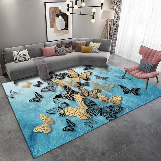 Tapis de Salon Papillon Noir Imperméable