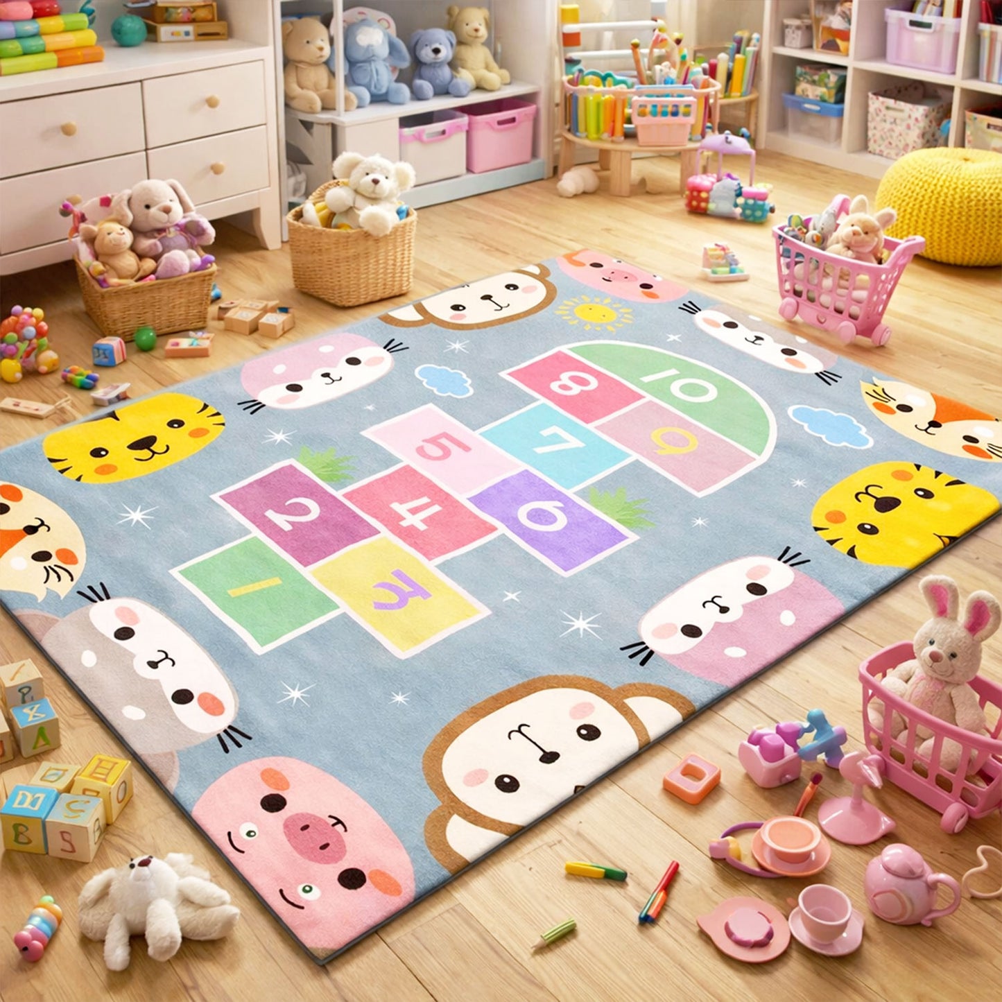 Tapis pour Enfant Marelle Grey Imperméable